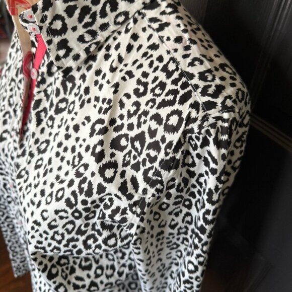 Tizzie Black and White Cheetah Print Pattern Blouse with Contrasting Fabric S - Picture 5 of 11